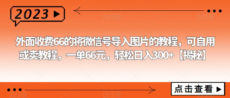 【副业项目6459期】外面收费66的将微信号导入图片的教程，可自用或卖教程，一单66元，轻松日入300+-繁星副业