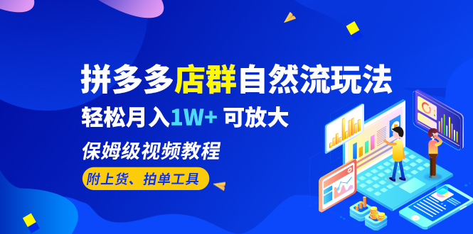 【副业项目6696期】拼多多店群自然流玩法，轻松月入1W+ 保姆级视频教程（附上货、拍单工具）-繁星副业