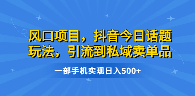 【副业项目6791期】风口项目，抖音今日话题玩法，引流到私域卖单品，一部手机实现日入500+-繁星副业