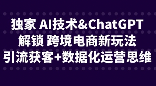 【副业项目6780期】独家 AI技术&ChatGPT解锁 跨境电商新玩法，引流获客+数据化运营思维-繁星副业