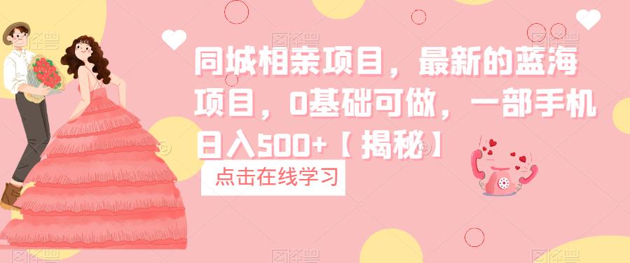 【副业项目6822期】同城相亲项目，最新的蓝海项目，0基础可做，一部手机日入500+【揭秘】-繁星副业