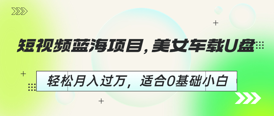 【副业项目6860期】短视频蓝海项目，美女车载U盘，轻松月入过万，适合0基础小白-繁星副业