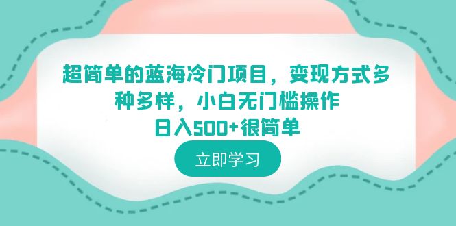 【副业项目6524期】超简单的蓝海冷门项目，变现方式多种多样，小白无门槛操作日入500+很简单-繁星副业