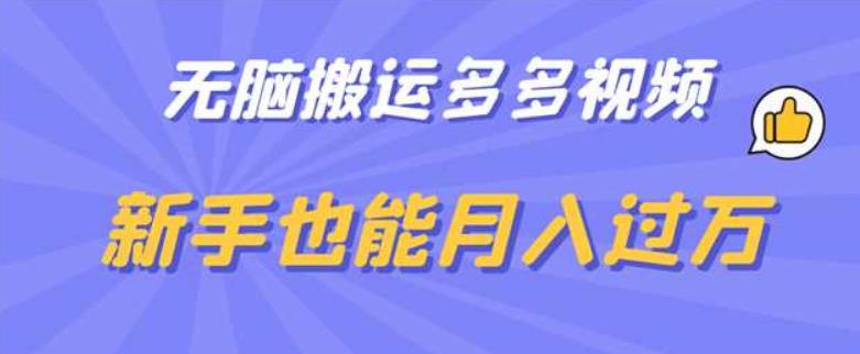 【副业项目6853期】无脑搬运多多视频，新手也能月入过万【揭秘】-繁星副业