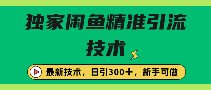 【副业项目6912期】独家闲鱼引流技术，日引300＋实战玩法-繁星副业