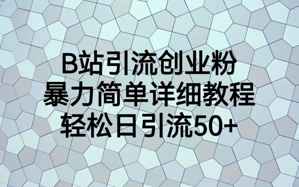 【副业项目6915期】B站引流创业粉，暴力简单详细教程，轻松日引流50+-繁星副业