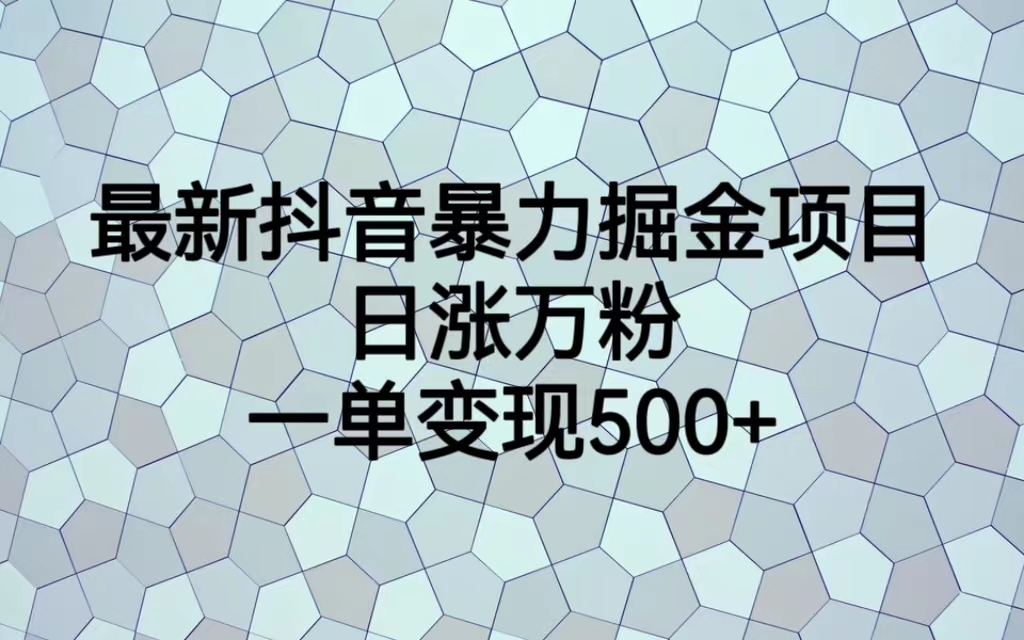 【副业项目6939期】最新抖音暴力掘金项目，日涨万粉，一单变现500+-繁星副业
