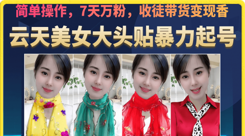 【副业项目7149期】美女大头贴暴力起号教学，简单操作，7天万粉-繁星副业