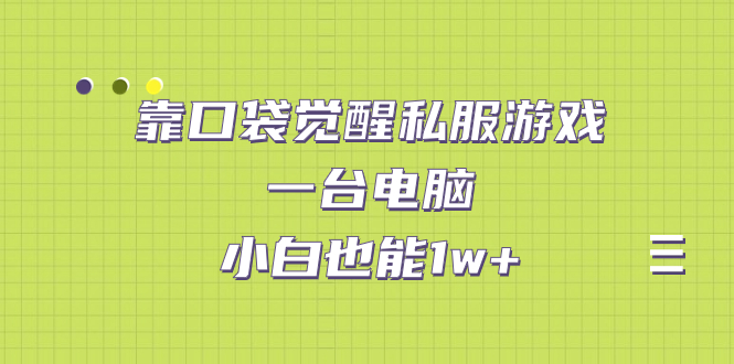 【副业项目7248期】靠口袋觉醒私服游戏，一台电脑，小白也能1w+（教程+工具+资料）-繁星副业