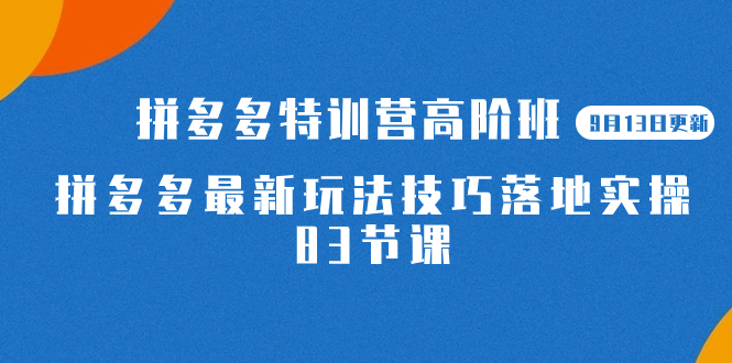 【副业项目7470期】2023拼多多·特训营高阶班【9月13日更新】拼多多最新玩法技巧落地实操-83节-繁星副业