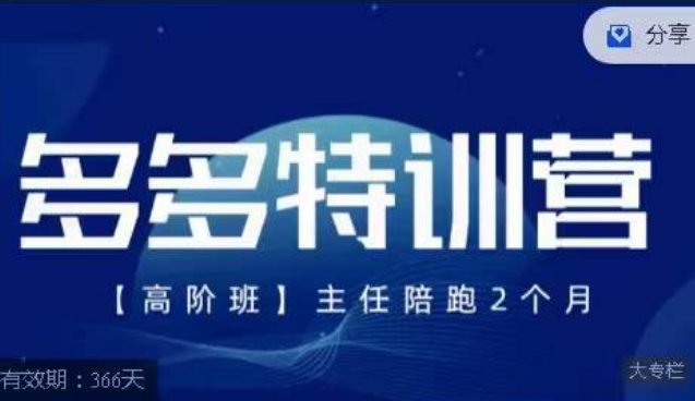 【副业项目7488期】纪主任·多多特训营高阶班，拼多多最新玩法技巧落地实操-繁星副业