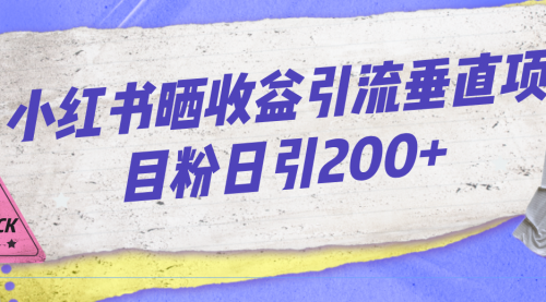 【副业项目7194期】小红书晒收益图引流垂直项目粉日引200+-繁星副业