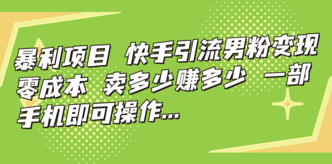 【副业项目7247期】快手引流男粉变现，零成本，卖多少赚多少-繁星副业