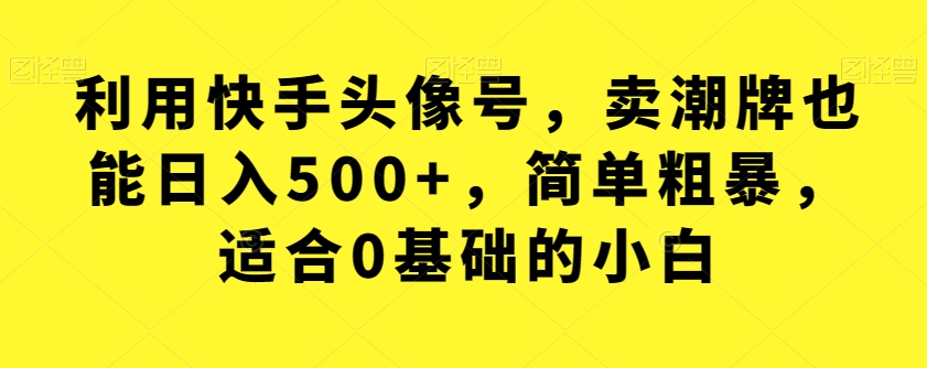 【副业项目7527期】利用快手头像号，卖潮牌也能日入500+，简单粗暴，适合0基础的小白【揭秘】-繁星副业