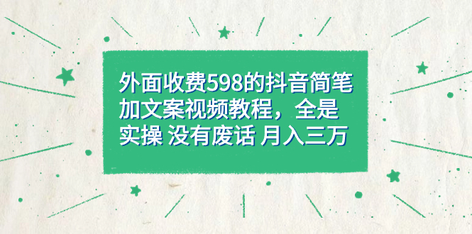 【副业项目7528期】外面收费598抖音简笔加文案教程，全是实操 没有废话 月入三万（教程+资料）-繁星副业