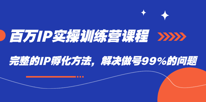 【副业项目7564期】百万IP实战训练营课程，完整的IP孵化方法，解决做号99%的问题-繁星副业