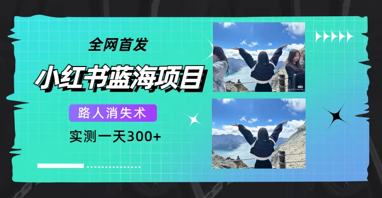 【副业项目7750期】全网首发，小红书蓝海项目，路人消失术，实测一天300+（教程+工具）-繁星副业