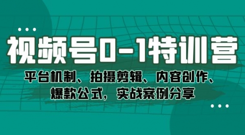 【副业项目7596期】视频号0-1特训营：平台机制、拍摄剪辑、内容创作、爆款公式，实战案例分享-繁星副业
