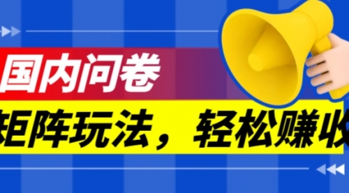 【副业项目7605期】保姆级教程，国内问卷矩阵玩法，轻松赚收益-繁星副业