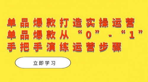 【副业项目7711期】单品爆款打造实操运营，单品爆款从“0”-“1”手把手演练运营步骤-繁星副业