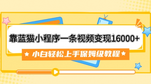 【副业项目7909期】靠蓝猫小程序一条视频变现16000+小白轻松上手保姆级教程（附166G资料素材）-繁星副业