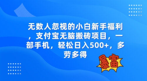 【副业项目8111期】无数人忽视的项目，支付宝无脑搬砖项目，一部手机即可操作，轻松日入500+-繁星副业