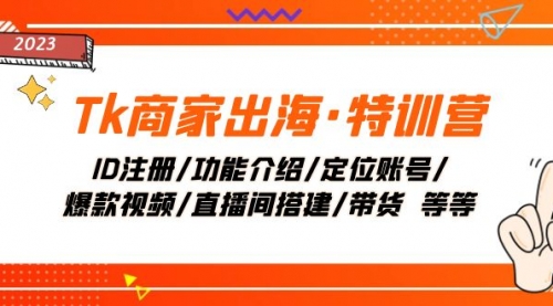 【副业项目8226期】Tk商家出海·特训营：ID注册/功能介绍/定位账号/爆款视频/直播间搭建/带货-繁星副业