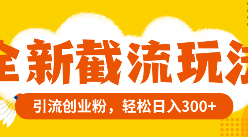 【副业项目8262期】全新截流玩法，精准引流创业粉，轻松日入300+-繁星副业