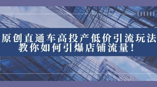【副业项目8402期】2023直通车高投产低价引流玩法，教你如何引爆店铺流量！-繁星副业