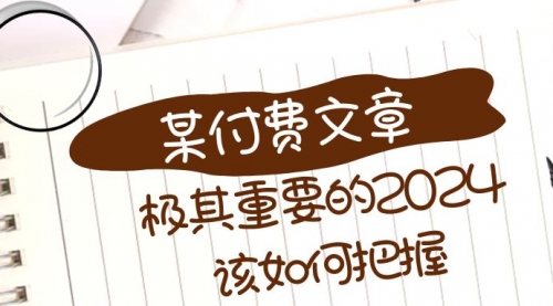 【副业项目8537期】极其重要的2024该如何把握？-繁星副业