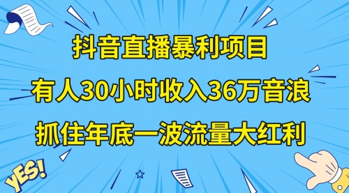 【副业项目8538期】抖音直播暴利项目，有人30小时收入36万音浪-繁星副业