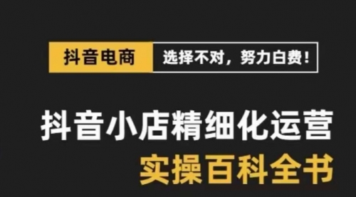 【副业项目8545期】抖音小店 精细化运营-百科全书，保姆级运营实战讲解-繁星副业