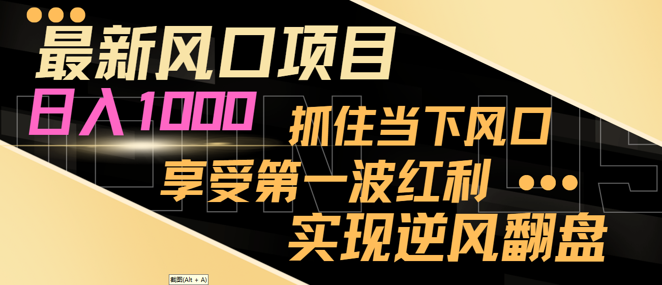 【副业8650期】最新风口项目，日入过千，抓住当下风口，享受第一波红利，实现逆风翻盘-繁星副业