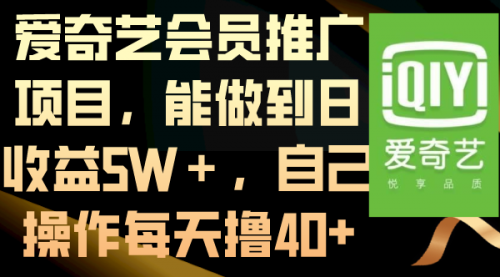 【副业8764期】爱奇艺会员推广项目，能做到日收益5W＋-繁星副业