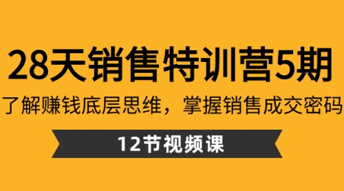 【副业8768期】28天·销售特训营5期：了解赚钱底层思维，掌握销售成交密码（12节课）-繁星副业