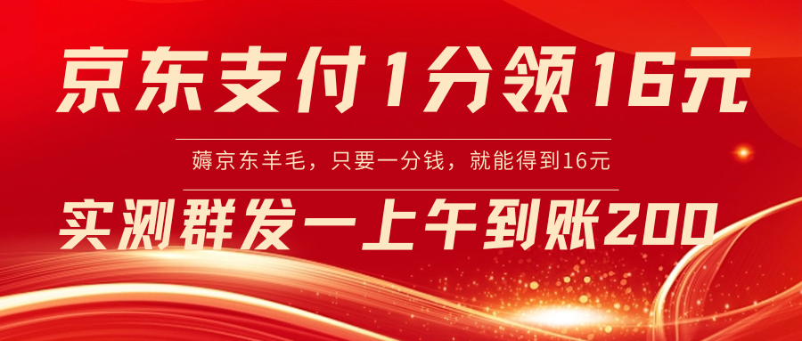 【副业8772期】京东活动：支付1分得16元实操到账200-繁星副业