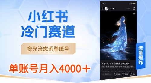 【副业8816期】小红书冷门赛道，夜光治愈系壁纸号，单号月入4000＋-繁星副业