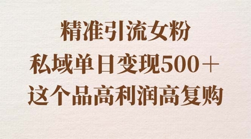 【副业8817期】精准引流女粉，私域单日变现500＋，高利润高复购，保姆级实操教程分享-繁星副业