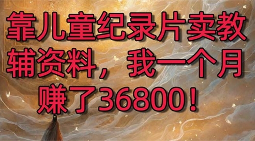 【副业8869期】靠儿童纪录片卖教辅资料，一个月赚了36800！暴力变现2.0版本，喂饭级教学-繁星副业