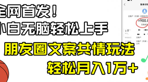 【副业8908期】小白轻松无脑上手，朋友圈共情文案玩法，月入1W+-繁星副业