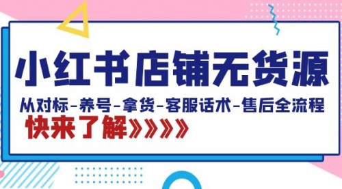 【副业8940期】小红书店铺无货源：从对标-养号-拿货-客服话术-售后全流程（20节课）-繁星副业