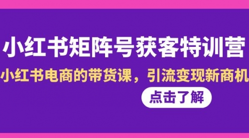 【副业8962期】小红书-矩阵号获客特训营-第10期，小红书电商的带货课，引流变现新商机-繁星副业