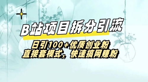 【副业8967期】B站项目拆分引，快速日3100+优质创业粉-繁星副业