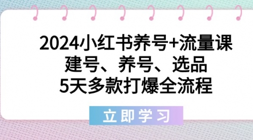 【副业8999期】2024小红书养号+流量课：建号、养号、选品，5天多款打爆全流程-繁星副业
