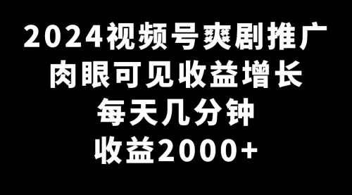 【副业9031期】2024视频号爽剧推广，肉眼可见的收益增长，每天几分钟收益2000+-繁星副业