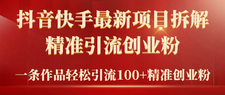 2024年抖音快手最新项目拆解视频引流创业粉，一天轻松引流精准创业粉100+-繁星副业