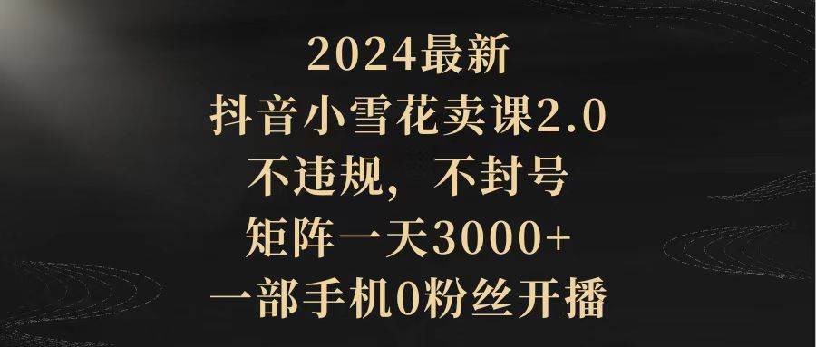 2024最新抖音小雪花卖课2.0 不违规 不封号 矩阵一天3000+一部手机0粉丝开播-繁星副业