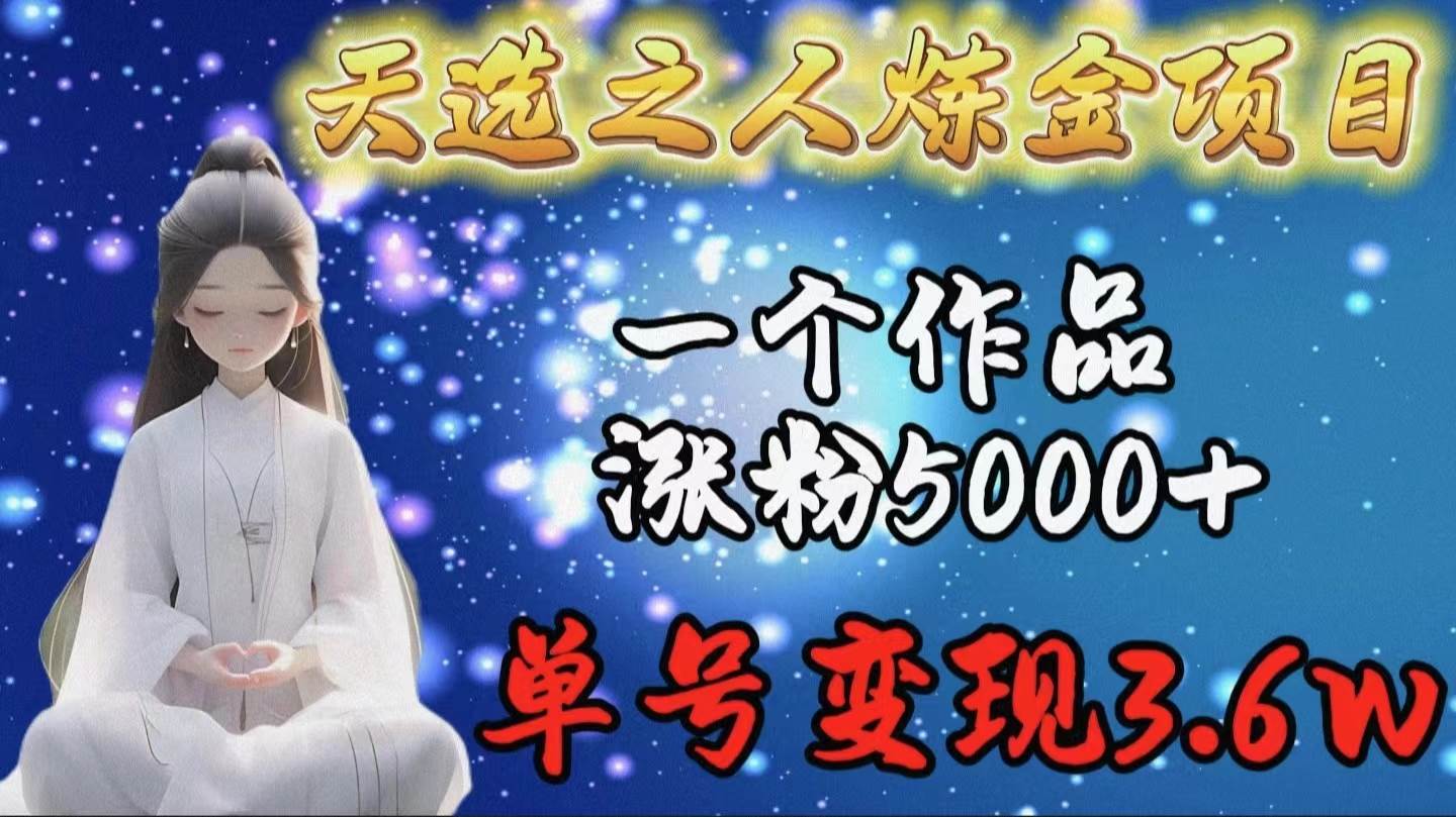 天选之人炼金项目，一个作品涨粉5000+，单号变现3.6w-繁星副业