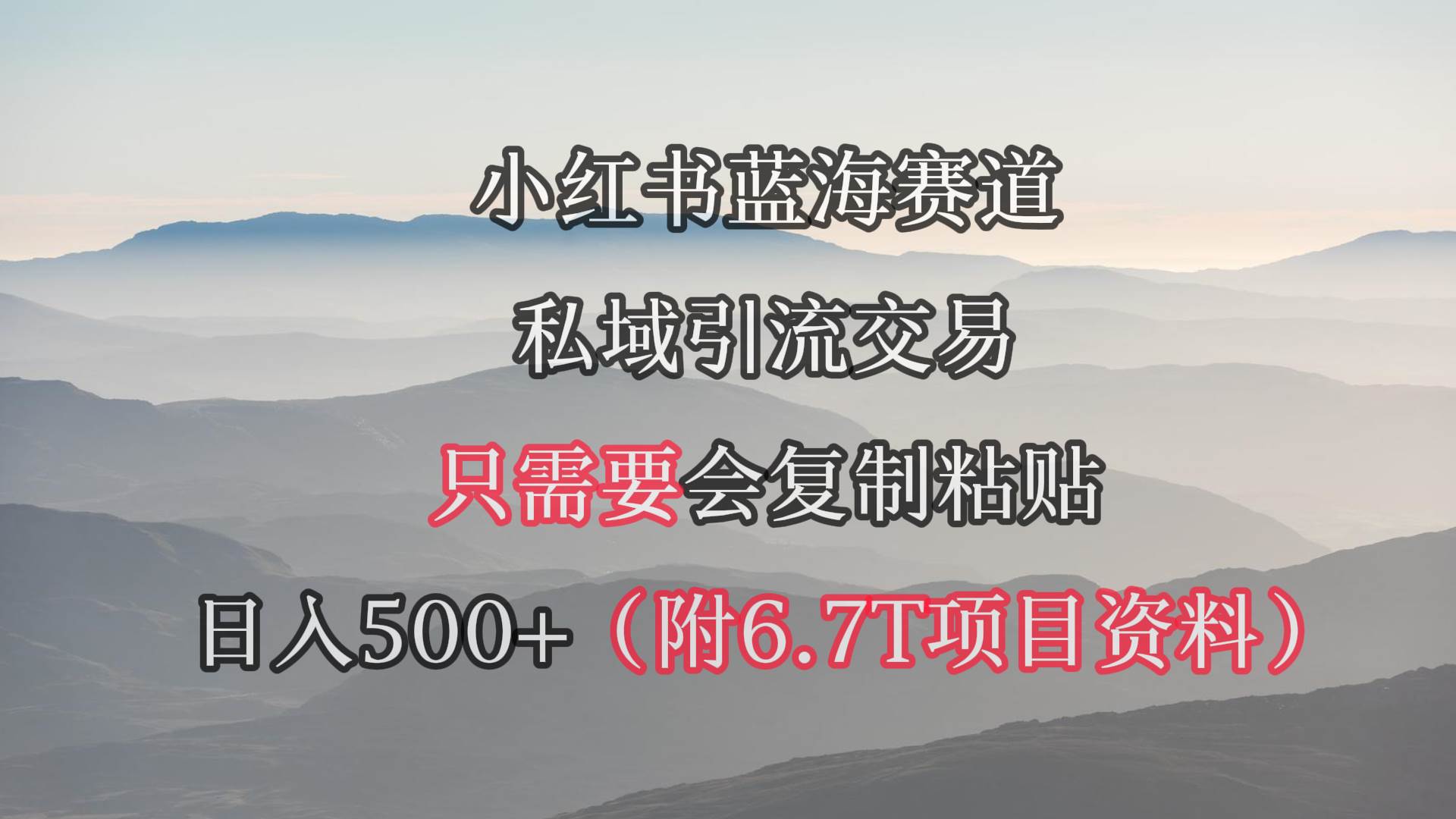 小红书短剧赛道，私域引流交易，会复制粘贴，日入500+（附6.7T短剧资源）-繁星副业