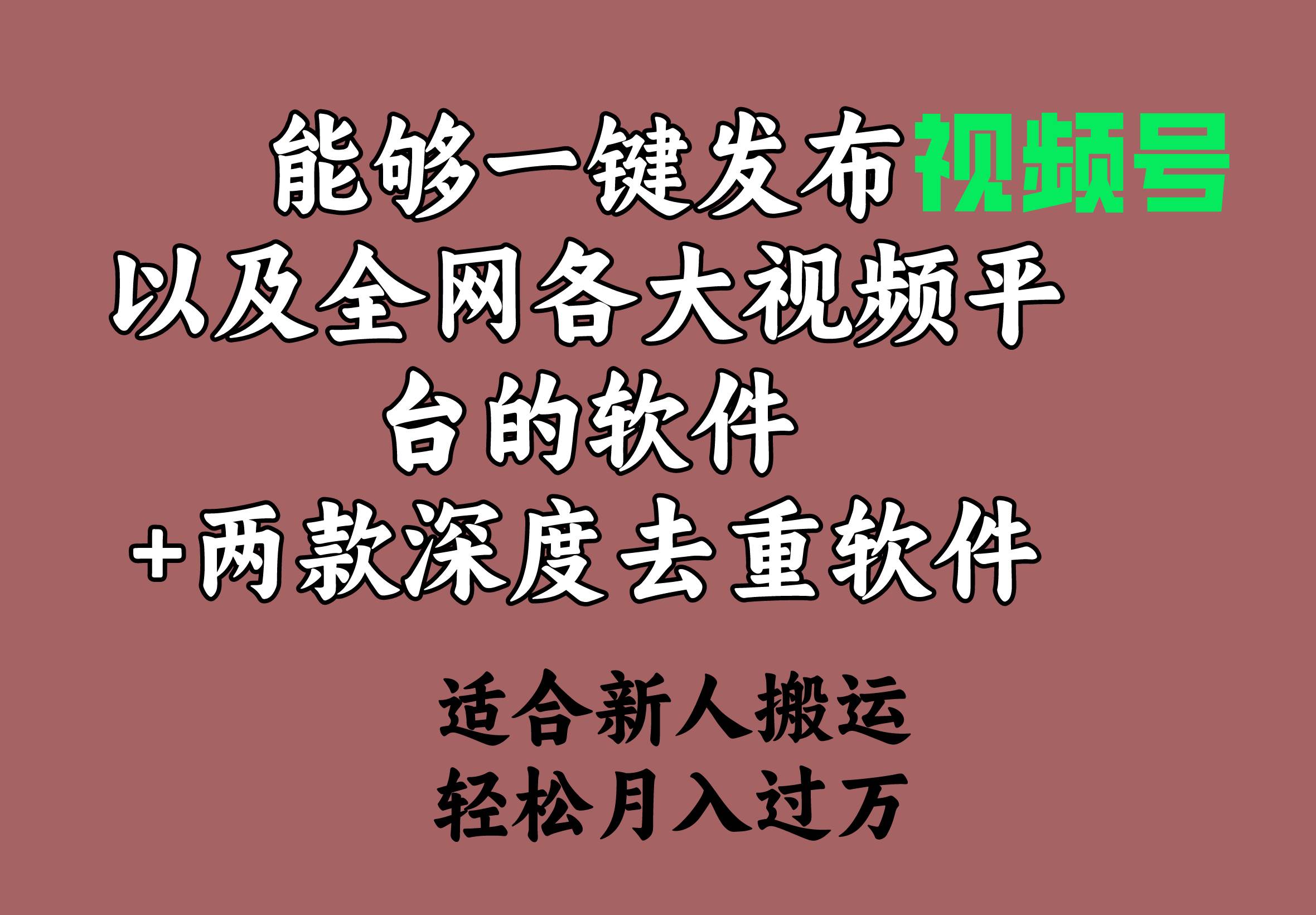 能够一键发布视频号以及全网各大视频平台的软件+两款深度去重软件 适合…-繁星副业